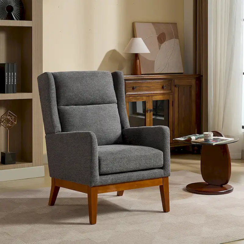 Taupe/Beige/Orange/Charcoal High Back Swivel Accent Chair, 1-Seat