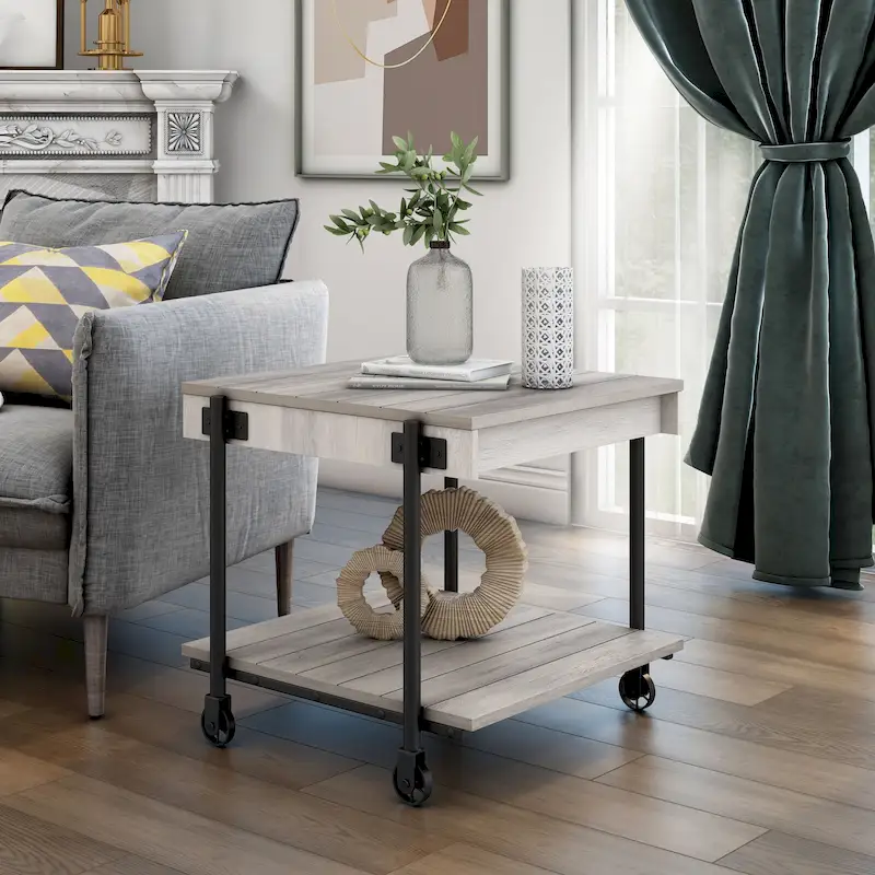 Hyssop Farmhouse 24-inch Steel 1-Shelf End Table by Furniture of America