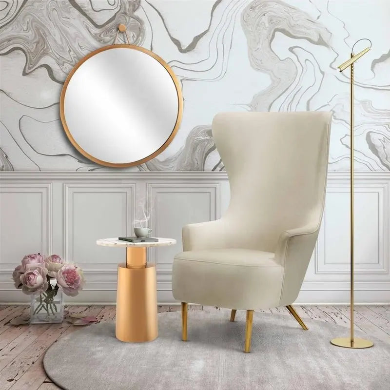 Inspire Me Home Decor Julia Cream Wingback Velvet Chair