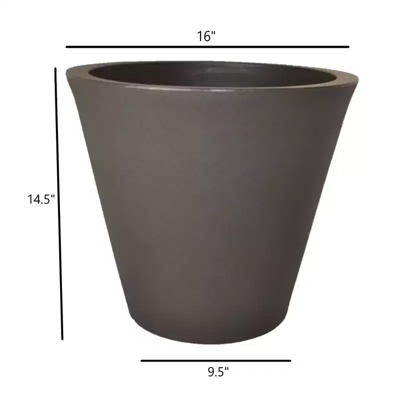 Tusco Products Cosmopolitan Round Garden Planter, Espresso, 16