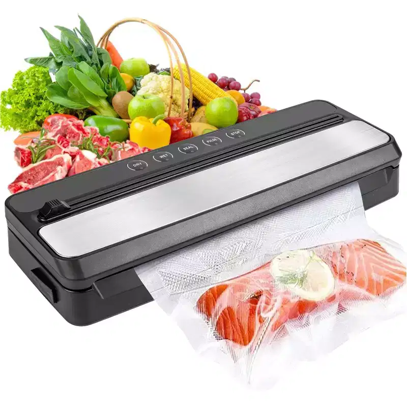 MOVSSOU Food Vacuum Sealer Machine Built-in Cutter Automatic Air Sealing System Dry Moist Modes Food Preservation