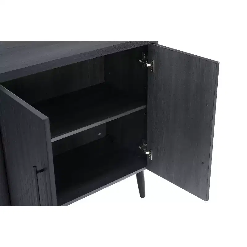 Jodie Mid-Century Modern Accent Cabinet | 2 Adjustable Shelves & 2 Doors | Charcoal Gray / Maple / White Washed Oak