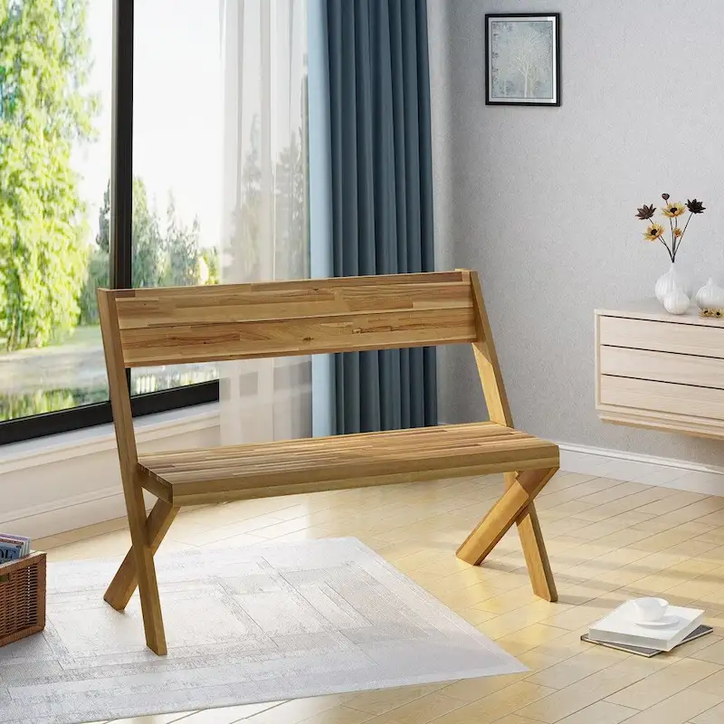 Esmeralda Farmhouse Acacia Wood Bench by Christopher Knight Home
