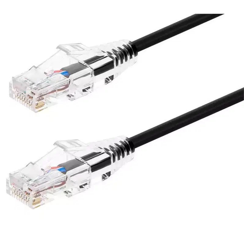 Monoprice Cat6 Ethernet Patch Cable - 2 feet - Black | Snagless RJ45 Stranded 550MHz UTP CMR Riser Rated Pure Bare Copper Wire 28AWG - SlimRun Series