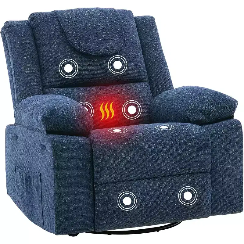 Acekool Rocking Glider Recliner Chair, 360 Swivel Reclining Single Sofa, Plush Oversized Nursery Living Room Chair