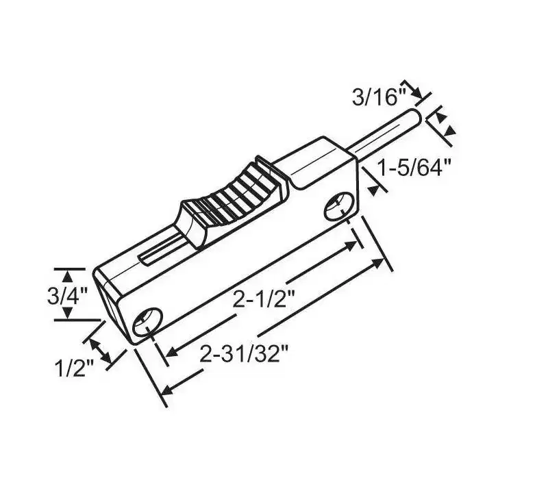 Brixwell Reversible Window Latch, Plastic Material, 2-31/32 Length, 2-1/2 Hole Center, 1/2 Width, White Finish
