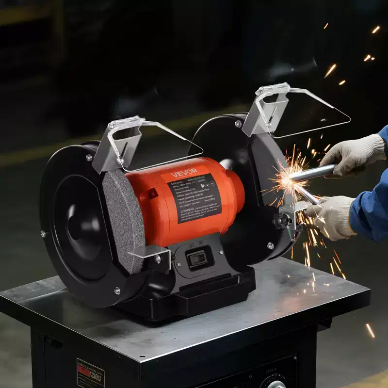 VEVOR Bench Grinder, 8-inch Single Speed Bench Grinder, 3450RPM High-Speed Table Grinders with 550W 4.5A Induction Motor, Orange