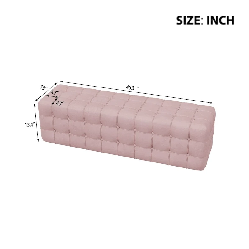 All Covered Velvet Upholstered Ottoman,Rectangular Footstool