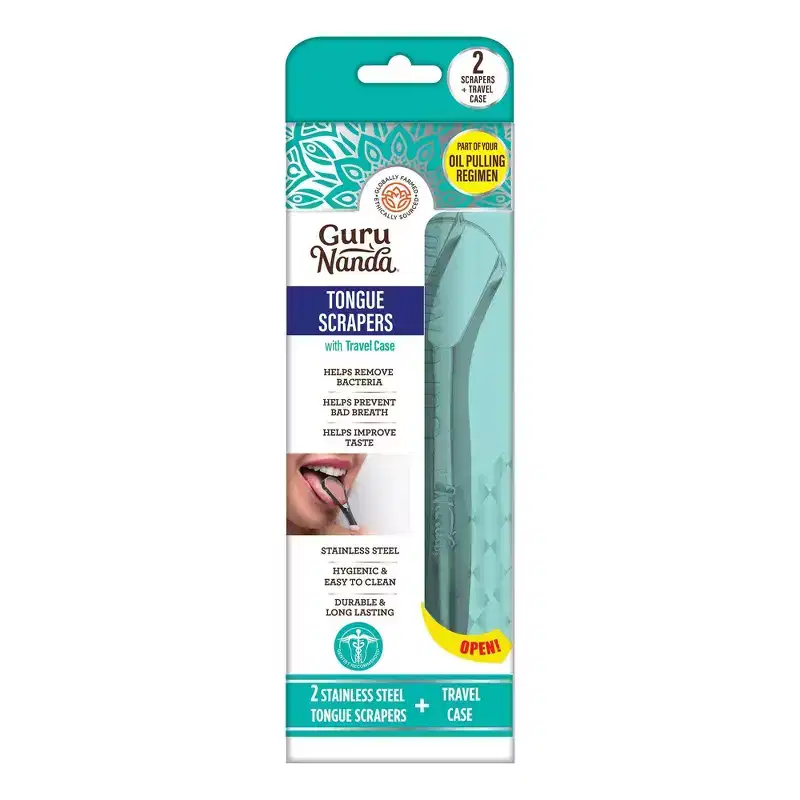 GuruNanda Spoon Shaped Stainless Steel Tongue Scrapers - 2ct