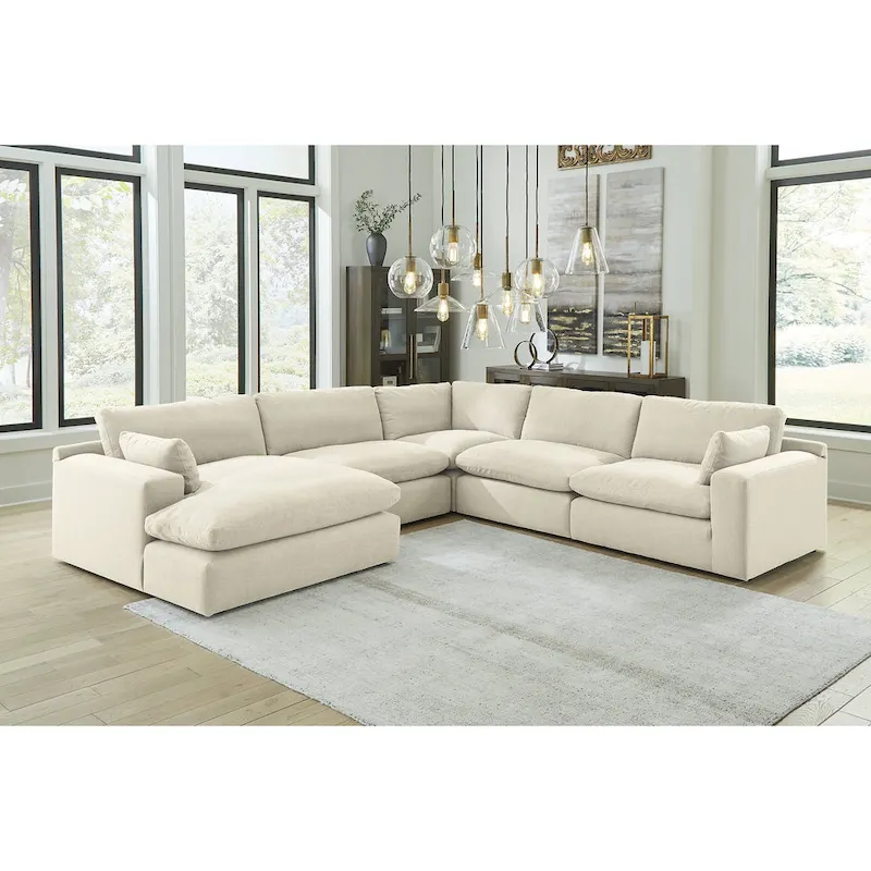 Signature Design by Ashley Elyza Ivory 5-Piece Sectional with Chaise - 135W x 135D x 36H