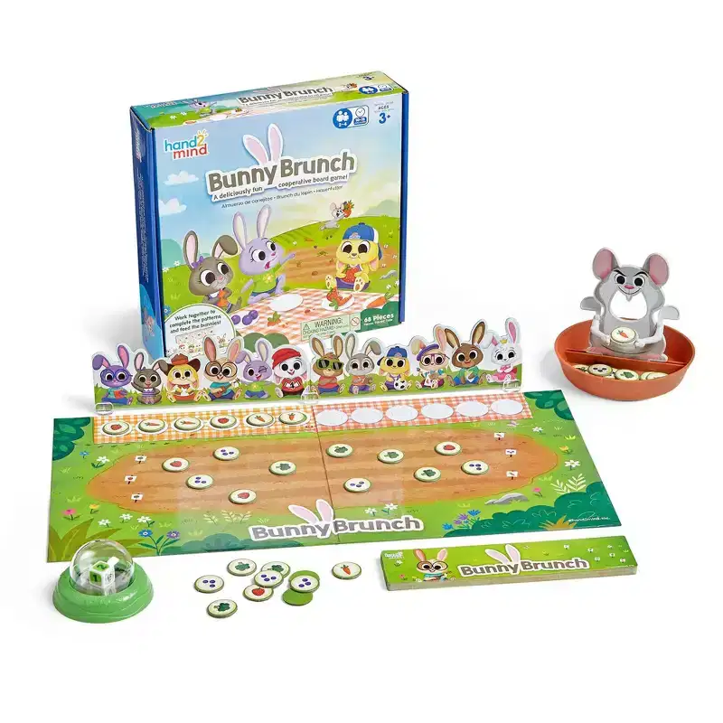 hand2mind Bunny Brunch Game: Educational Math Board Game for 2-4 Players, 30 Minutes Play, Includes Game Pieces