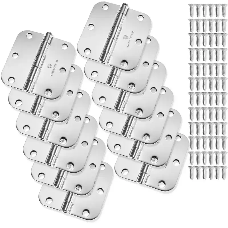 Cauldham Heavy-Duty 3-1/2 Interior Door Hinges with 5/8 Radius Corners - Polished Chrome