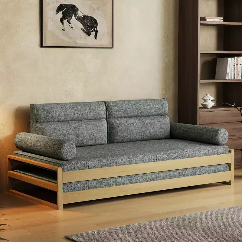 82.67 Inch Modern Convertible Sofa Bed with Solid Wood Frame and Removable Covers