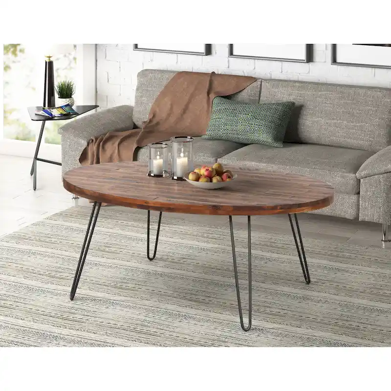 Raffles 44  Wood Oval Cocktail Table