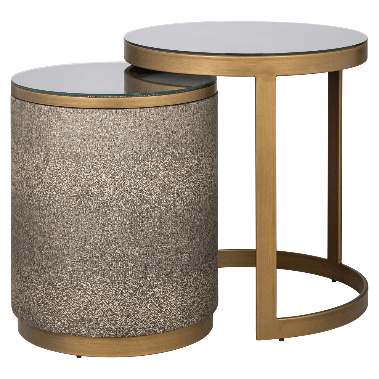 Shagreen & Brushed Brass Nest of Side Tables