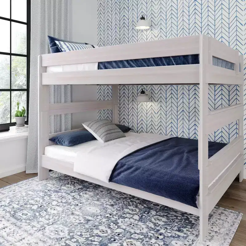 Plank+Beam Solid Wood Farmhouse Queen over Queen Bunk Bed Bed for Adults