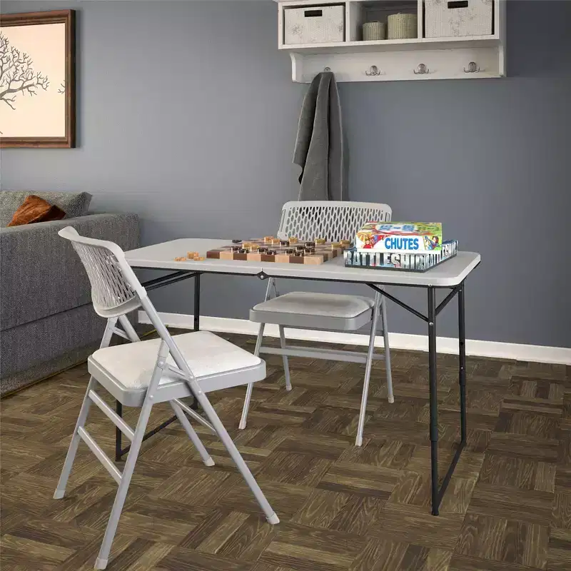4 ft. Fold-in-Half Portable Utility Table, Gray