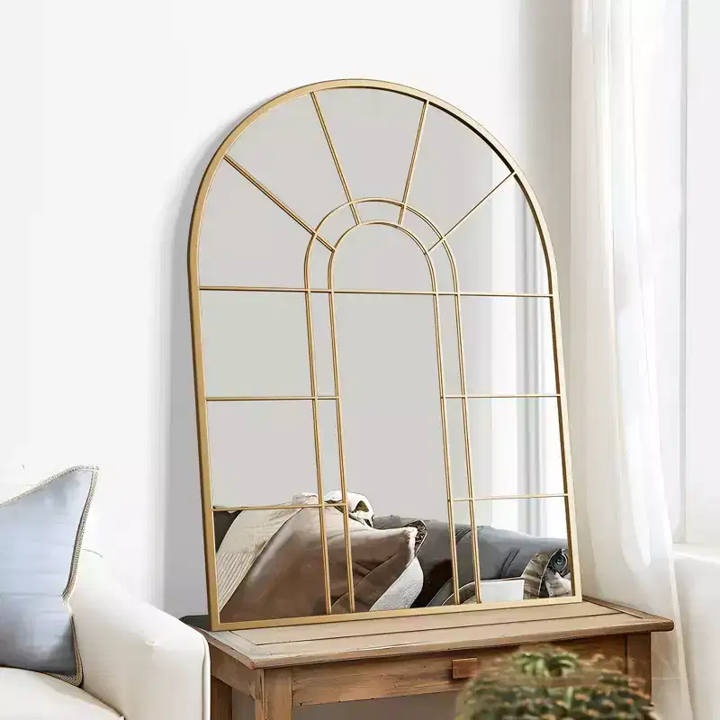 Double Arch Golden Grid Wall Mirror �C 41
