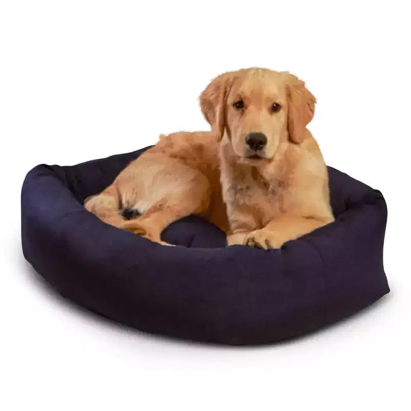 Kensington Garden Rectangle Indoor/Outdoor Bumper Dog Bed - Navy - M/L