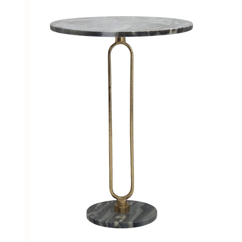 A&B Home Alexus Oval Steam Marble Table - Black/Gold