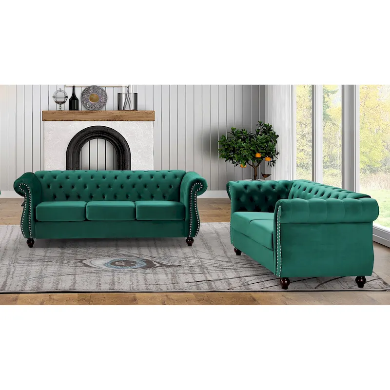 Antoinette Chesterfield 2-Piece Set- Sofa & Loveseat