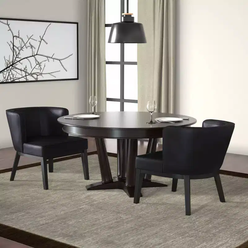 Accent Chair �C Black Vinyl Upholstered, Padded Seat, Wood Legs, 124,7 kg Cap