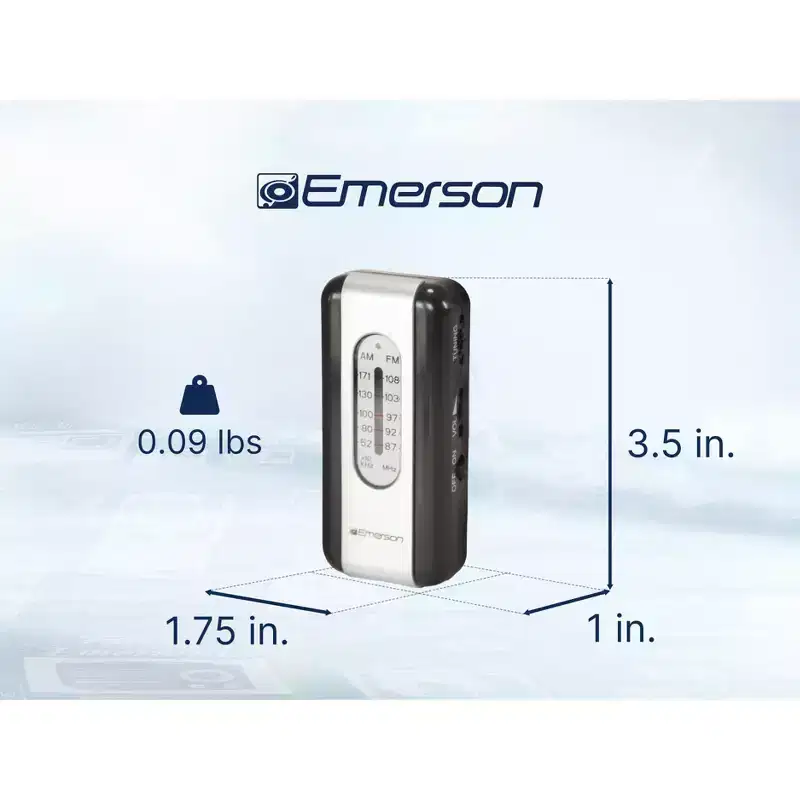 Emerson ER-7002 Portable AM/FM Radio with Earbuds, Red