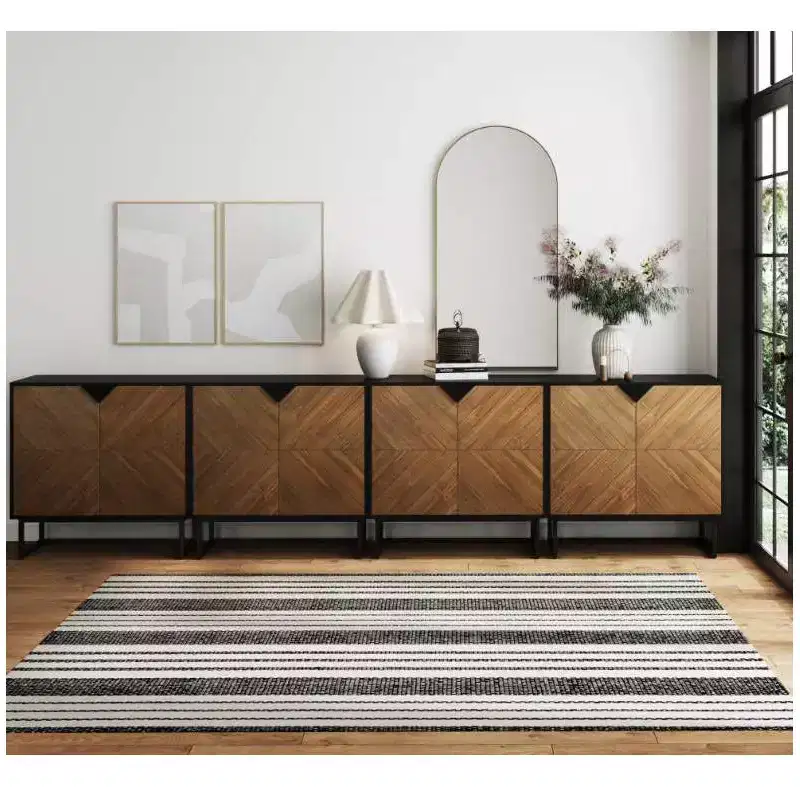 Nathan James Set of 4 Enloe Console Table with Wood Doors Black