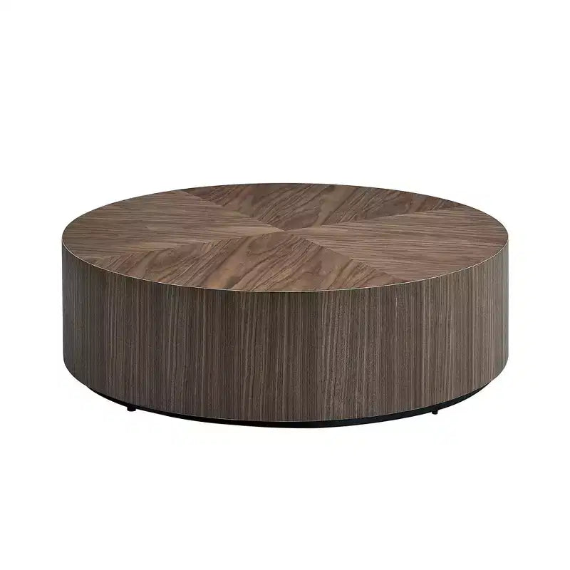 MAYEERTY 35 Inch Modern Round Coffee Table, Wood Veneer MDF Center Table for Living Room Small Space, No Assembly Required, Walnut
