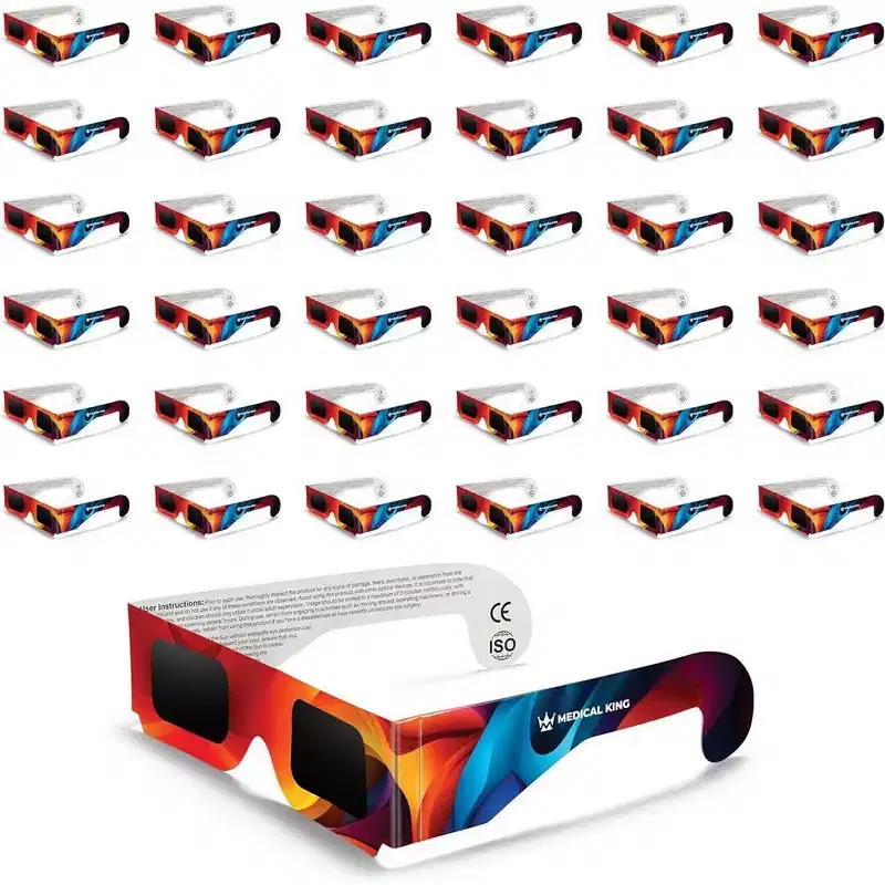 Solar Eclipse Glasses 50 pack - 2024 CE and ISO Certified 2024 Multicolor Safe Shades for Direct Sun Viewing - MedicalKingUsa