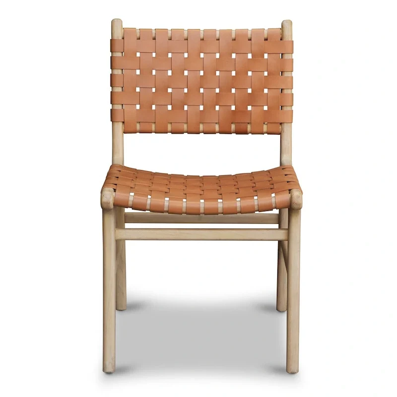 Poly and Bark Banda Teak & Leather Dining Chair - Solid Teak Wood Frame