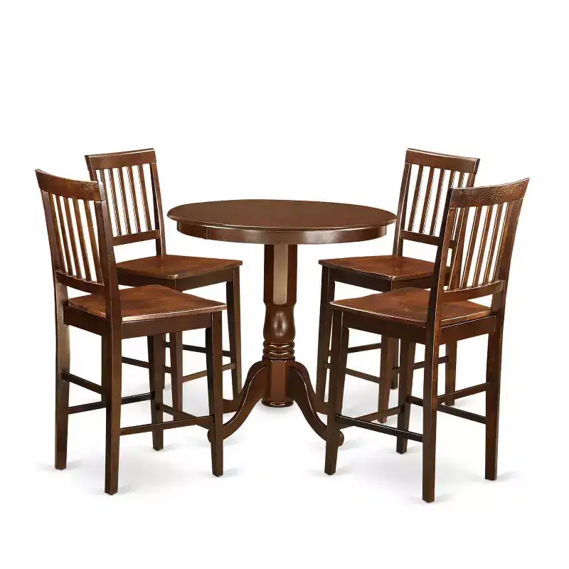 Counter Height Dining Set - 5 Piece Round Table & 4 Chairs - Modern Kitchen Set