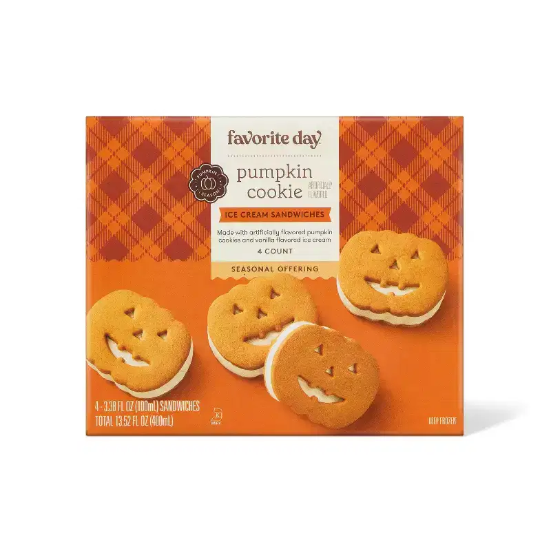 Pumpkin Jack o' Lantern Ice Cream Sandwiches - 13.52oz/4ct - Favorite Day™