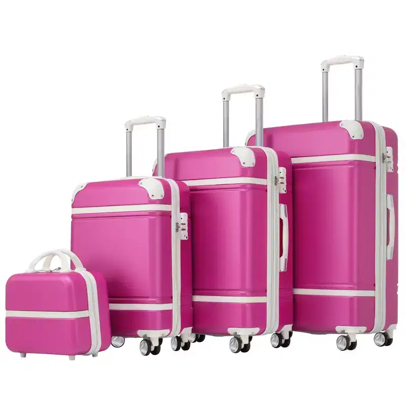 NAYSAYE Luggage 4 Piece Set with Cosmetic Case Hardside Spinner Suitcases TSA Lock for Travel, Pink, 31.62*20.54*12.46