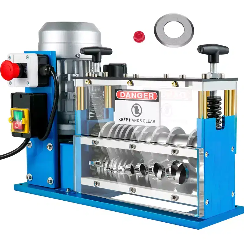 VEVOR Electric Wire Stripping Machine, 370W 0.06 inch -1.5 in Motorized Cable Stripper with 75 ft/min Speed,11 Channels 10 Blades Strip Machinery,Blue