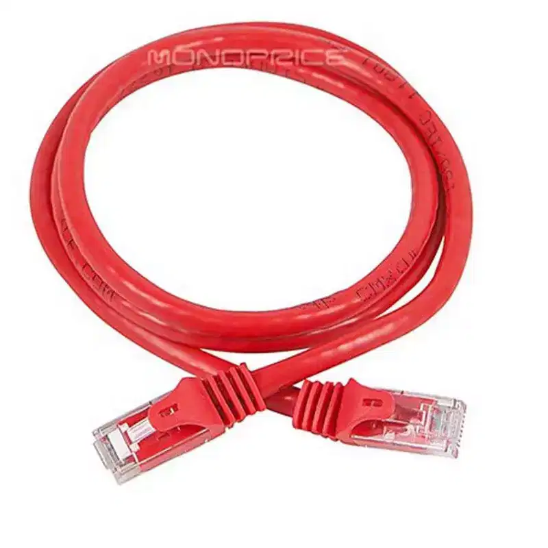 Monoprice Cat6 Ethernet Patch Cable - 3 Feet - Red | Network Internet Cord - RJ45, Stranded, 550Mhz, UTP, Pure Bare Copper Wire, 24AWG - Flexboot