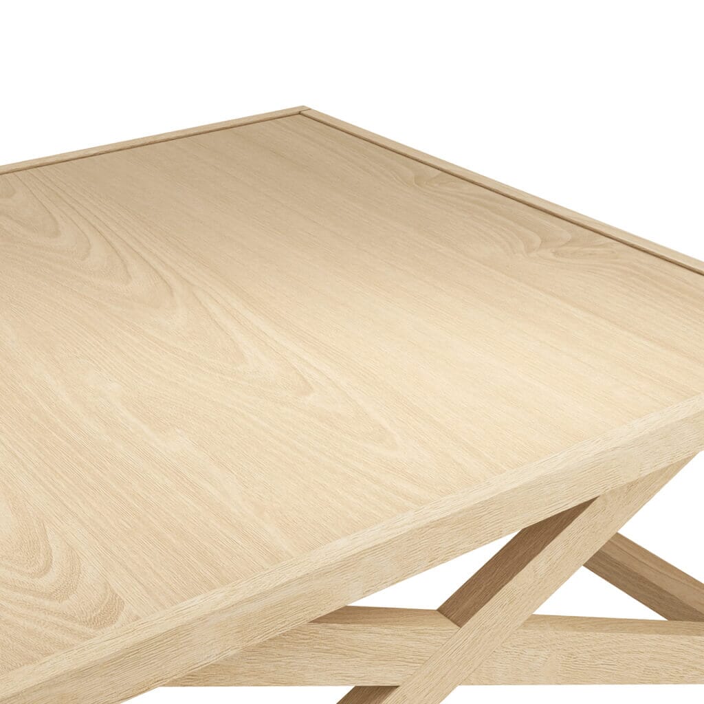 Lightwash Wood Cross Base Coffee Table
