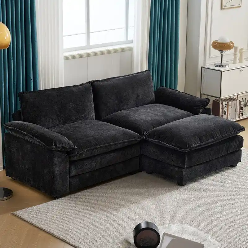 217*141*85 Chenille Two-Seater With Footstool Double Bag Indoor Double Sofa - 2+1