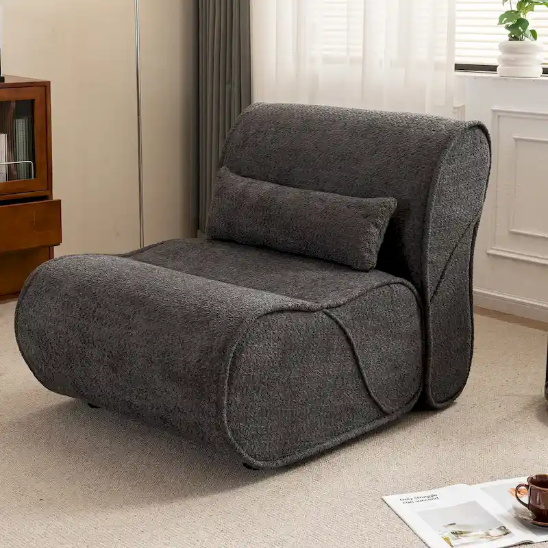 Grey / Black / Beige Velvet Recliner Lounge Chair, Single Seat for Living Room, Bedroom or Office