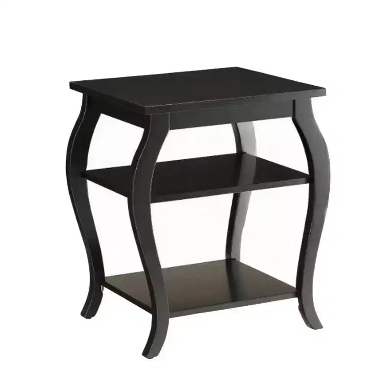 Reversible End Table with Two Lower Shelves and Cabriole Legs