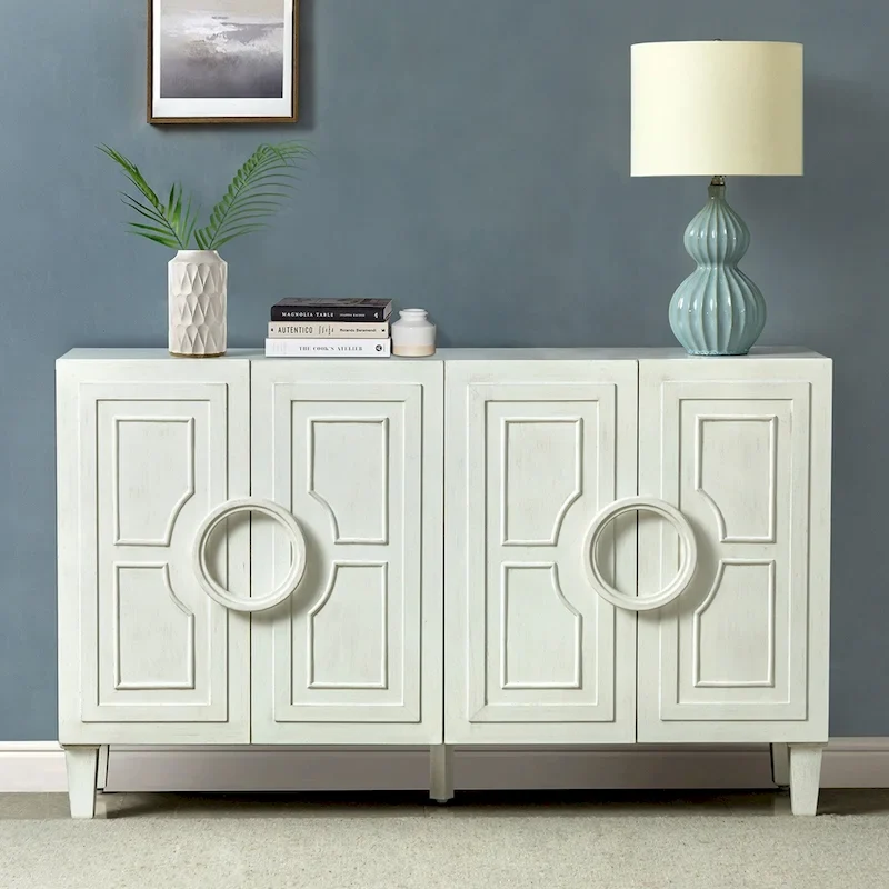 58 Contemporary Sideboard Buffet with Round Solid Wood Door Handles
