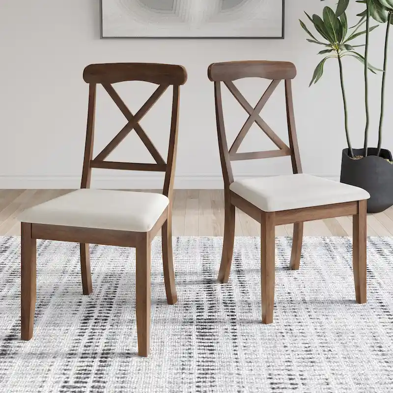 Farmhouse Style Wooden Dining Chairs (Set of 2)