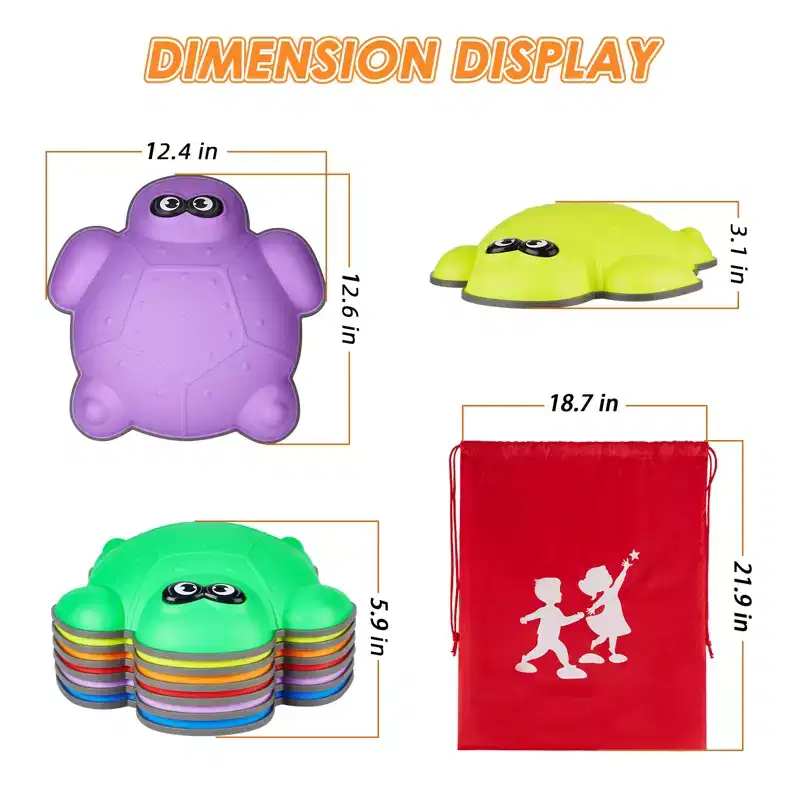 COZONY Balance Stepping Stones for Kids, 6-Piece Sensory Turtle Stones with Non-Slip Base, Obstacle Course Toy for Toddlers Ages 3-5