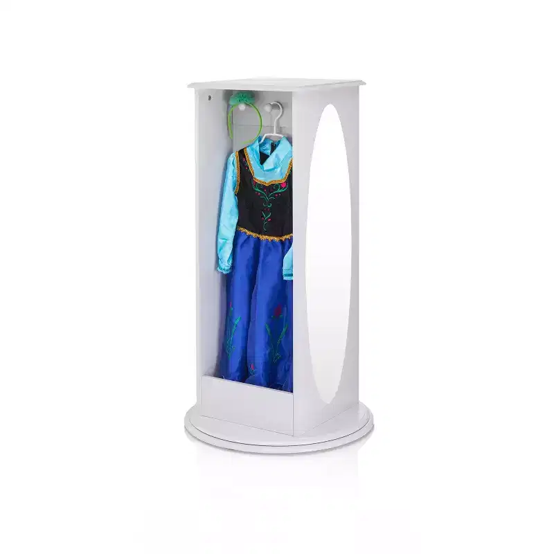 Guidecraft Kids' Rotating Dress Up Storage Center: Clothing Rack, Playroom and Bedroom Closet Organizer with Mirrors and Shelves