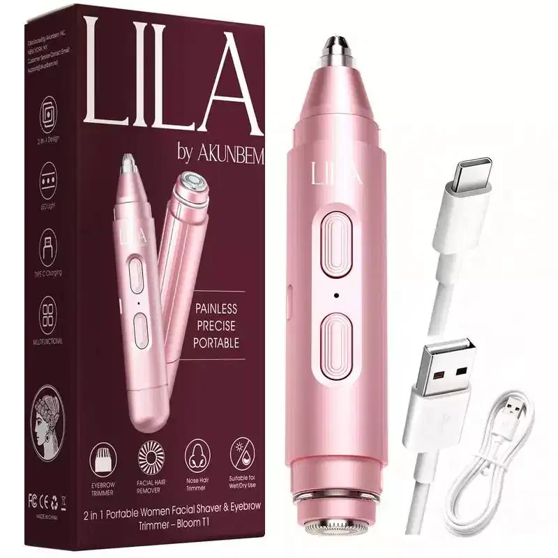 LILA by AKUNBEM 2 in 1 Portable Women Facial Shaver & Eyebrow Trimmer  Bloom T1