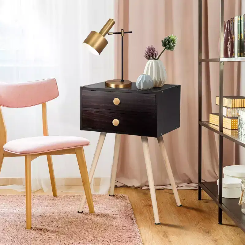 Espresso 2-Drawer Nightstand, Set of 2
