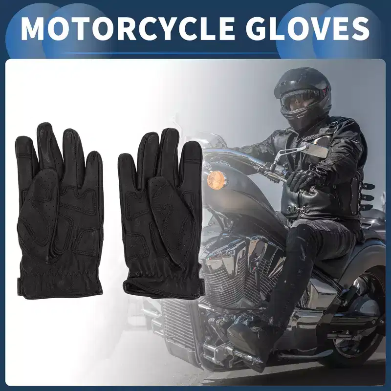 Unique Bargains Motorcycle Gloves Motorbike Dirt Bike Bicycle Racing ATV UTV Sheep Leather 1 Pair