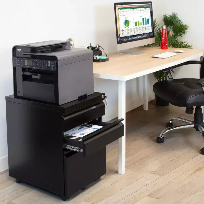 Mount-It! 3 Drawer Cabinet for Under Desk with Wheels | Rolling Storage with Lock for Files & Materials, Mobile Space Saving for Home & Office - Black