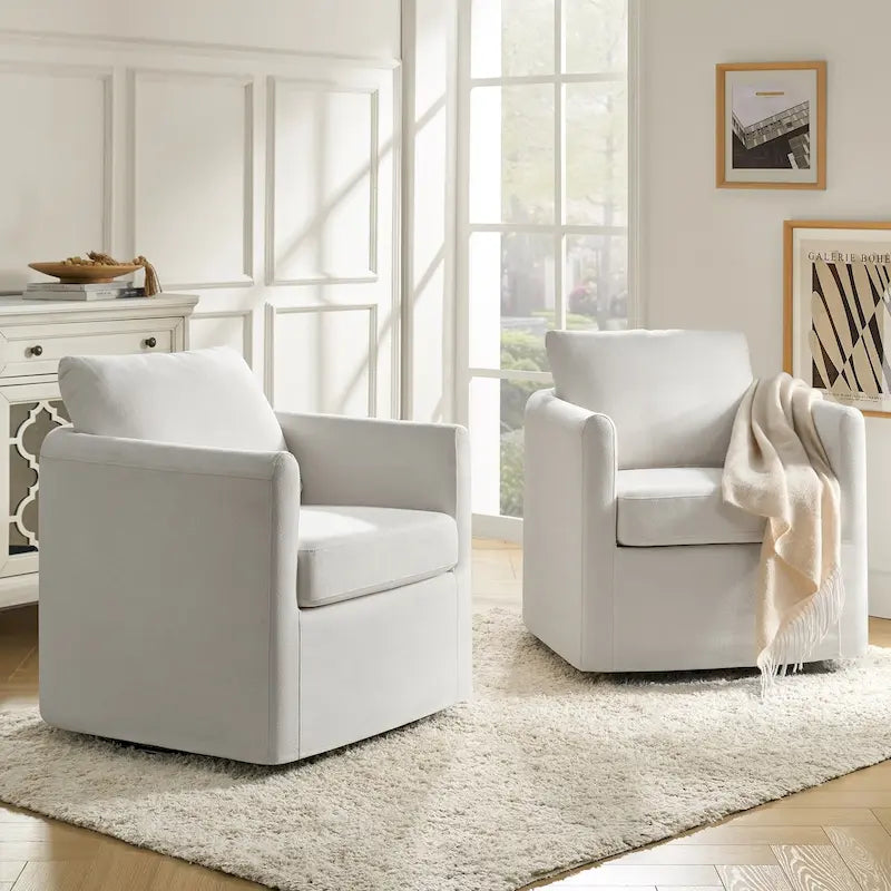 Erkenbald Modern 360-Degree Swivel Chair with Removable Slipcover Set of 2 by HULALA HOME