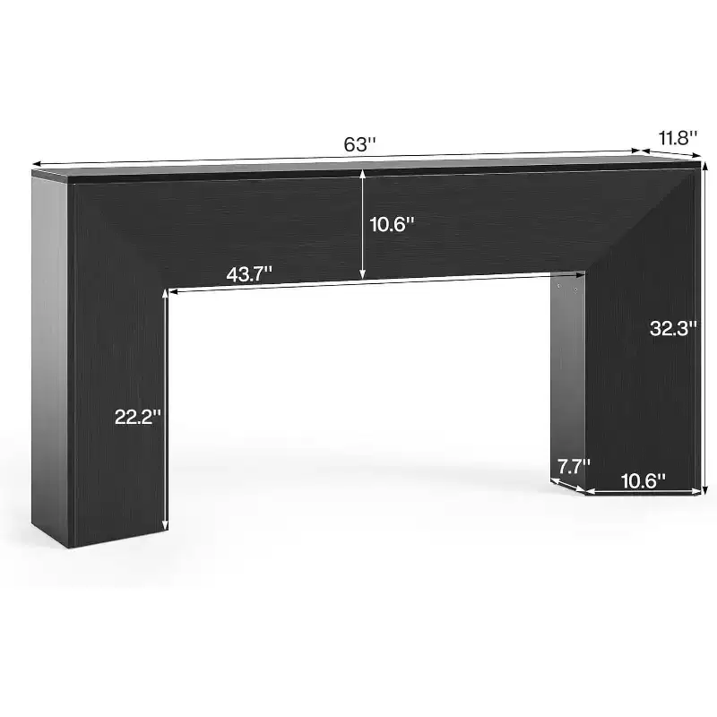 Lantine 63-Inch Console Table for Entryway, Extra Long Black Wooden Sofa Table for Living Room, Modern Hallway Foyer Table, Easy Assembly